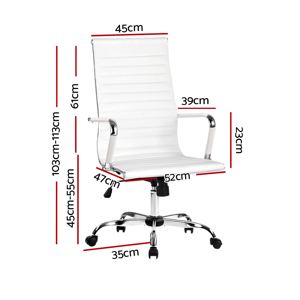 Artiss Office Chair Conference Chairs PU Leather High Back White