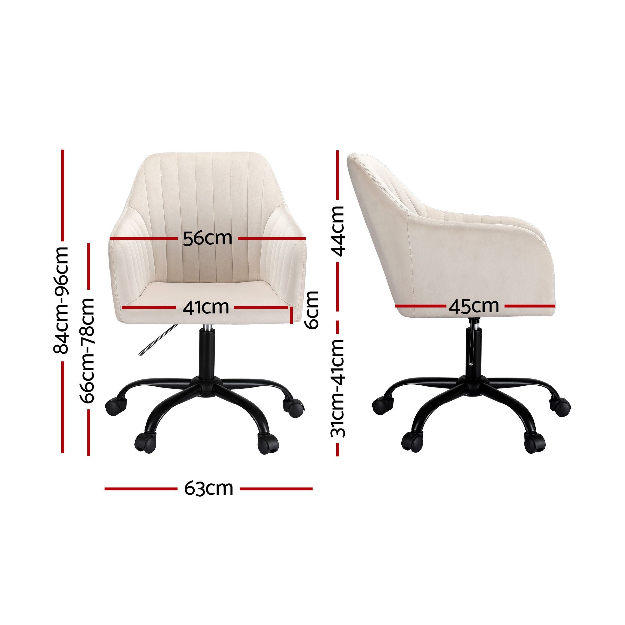 Office Chair Velvet Seat Cream