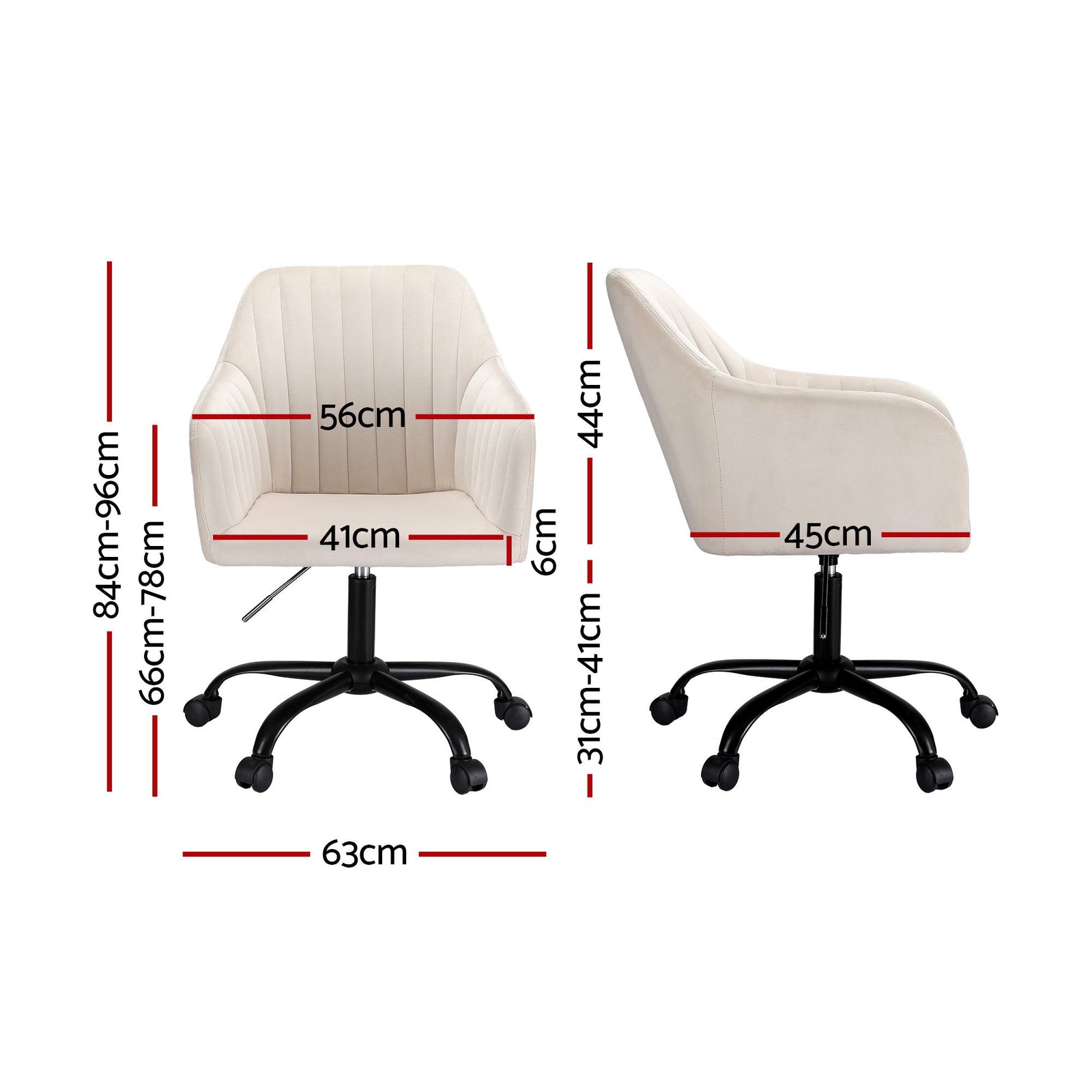 Artiss Office Chair Velvet Seat Cream