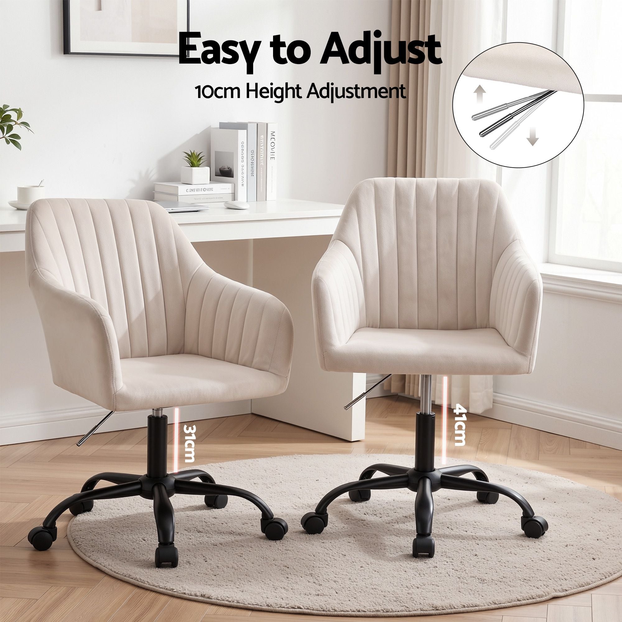 Office Chair Velvet Seat Cream
