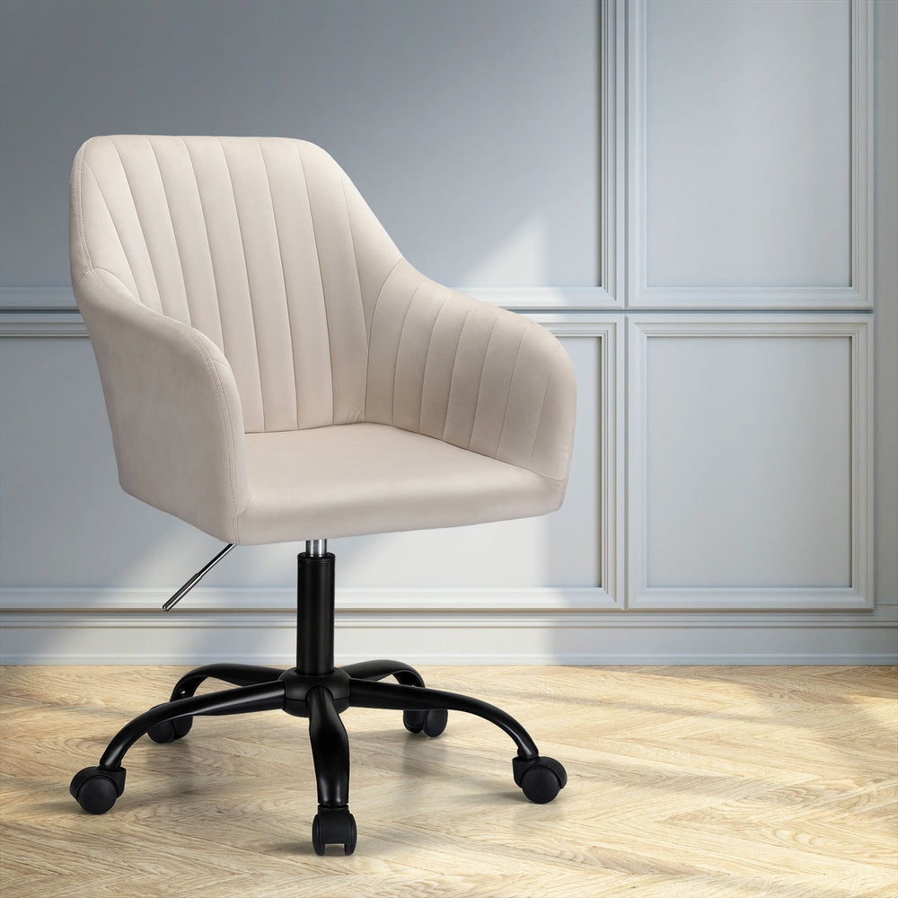 Office Chair Velvet Seat Cream