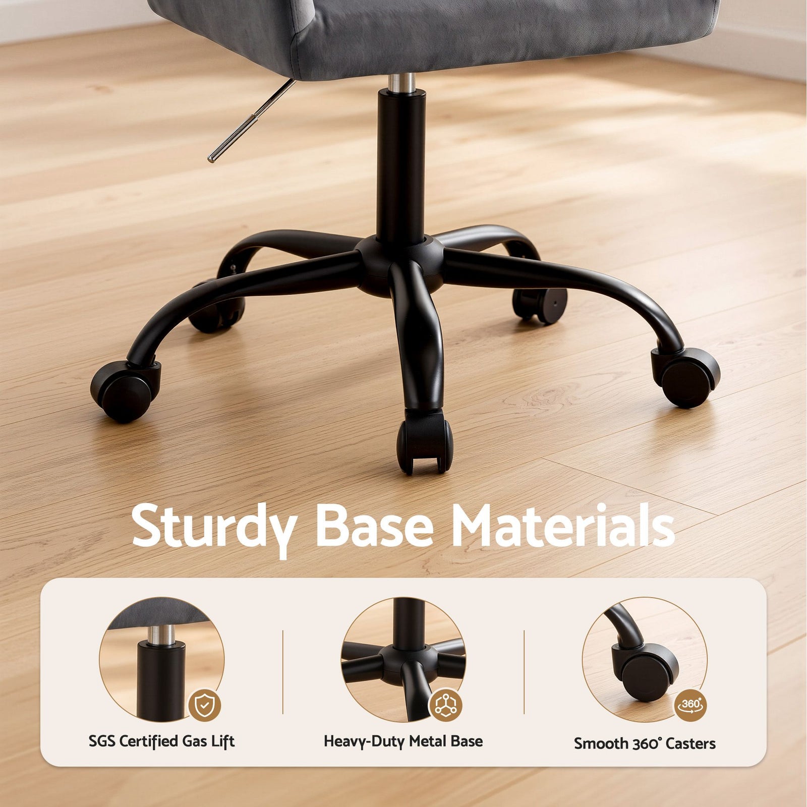Artiss Office Chair Velvet Seat Dark Grey