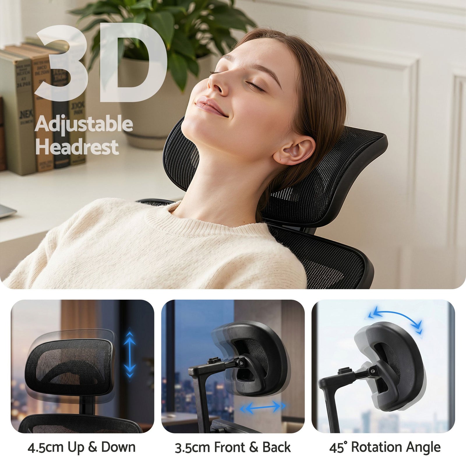 Artiss Ergonomic Office Chair with Footrest Mesh Reclining Black