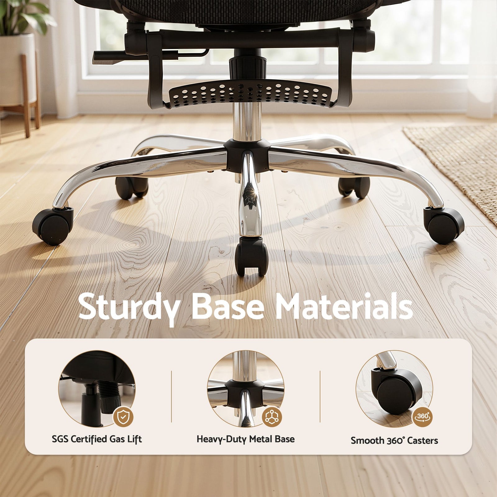 Artiss Ergonomic Office Chair with Footrest Mesh Reclining Black