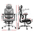 Artiss Ergonomic Office Chair with Footrest Mesh Reclining Grey