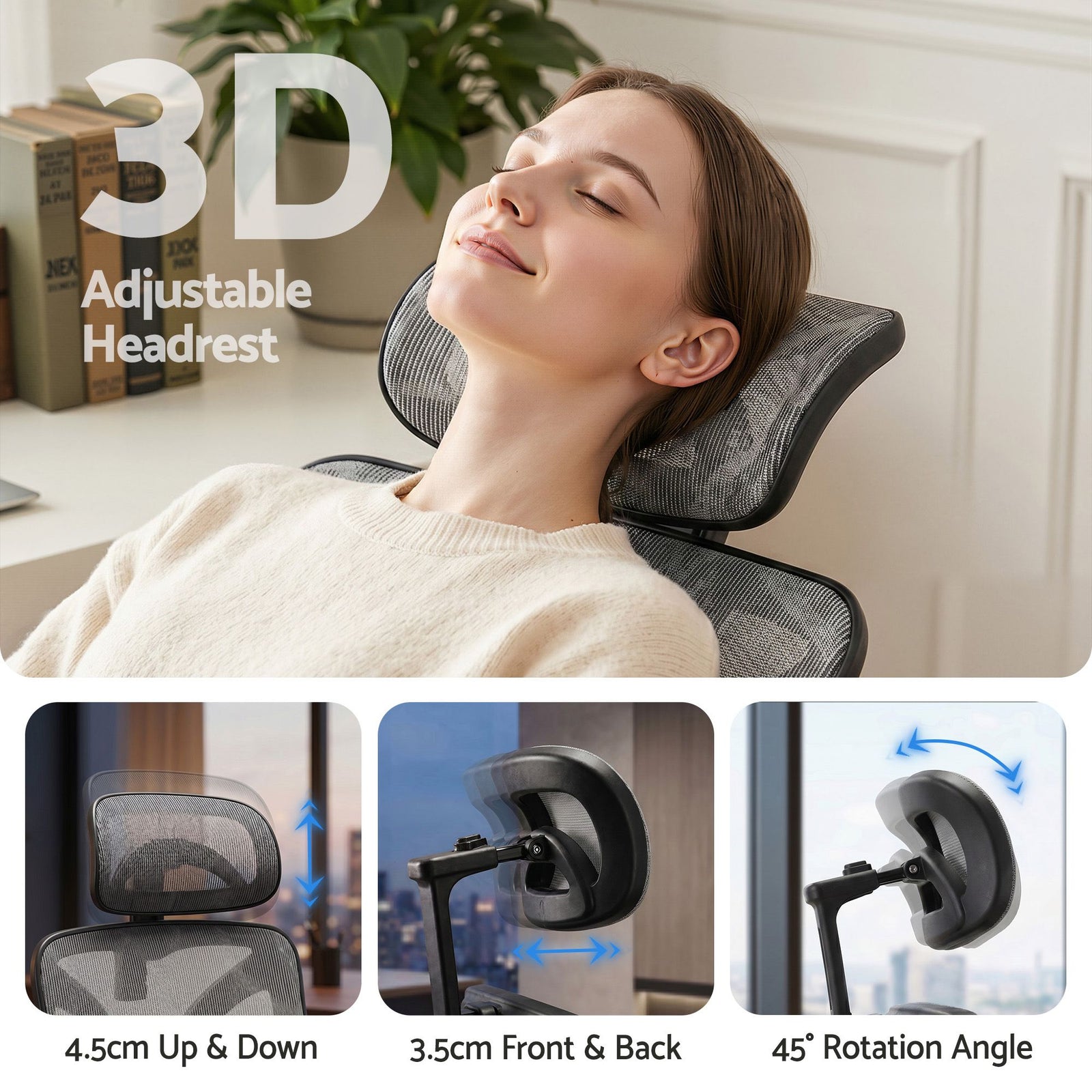 Artiss Ergonomic Office Chair with Footrest Mesh Reclining Grey