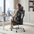 Artiss Ergonomic Office Chair with Footrest Mesh Reclining Grey