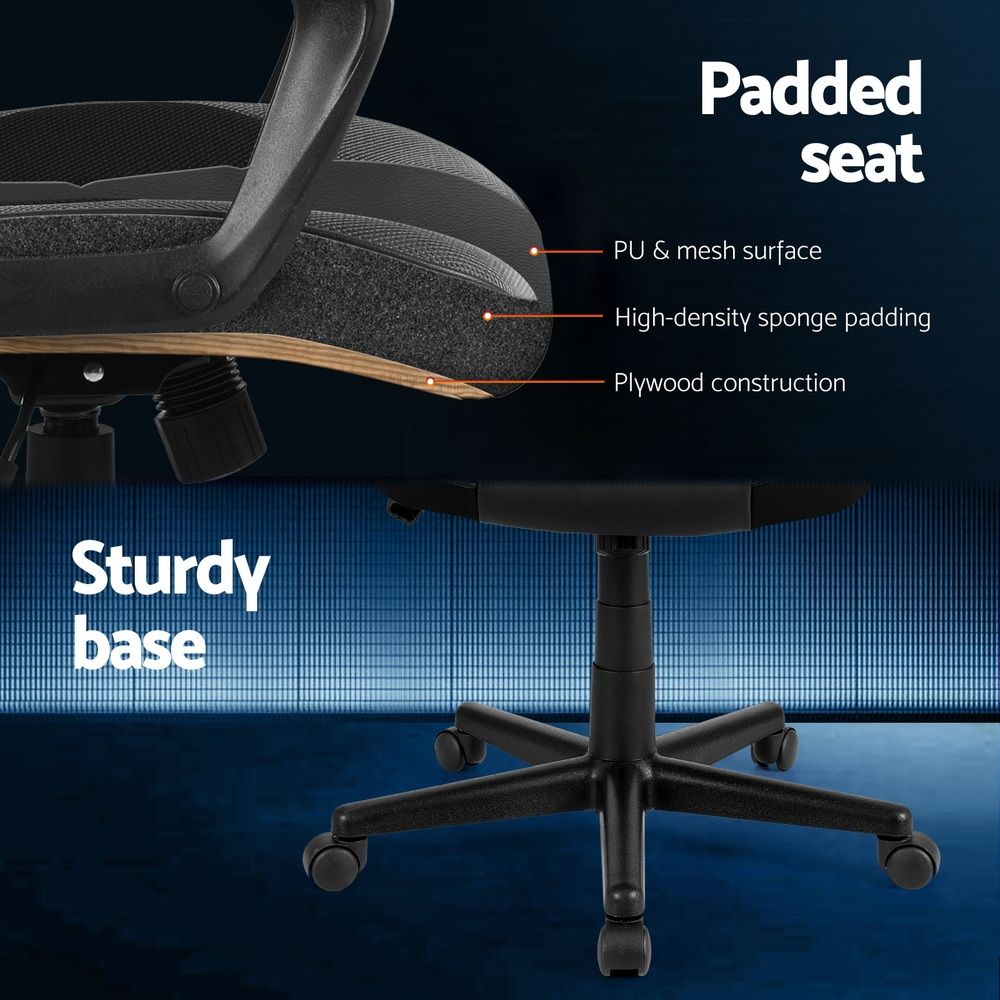 Artiss Gaming Chair – PU Leather & Mesh, High‑Back, Tilt, 360° Swivel, Grey