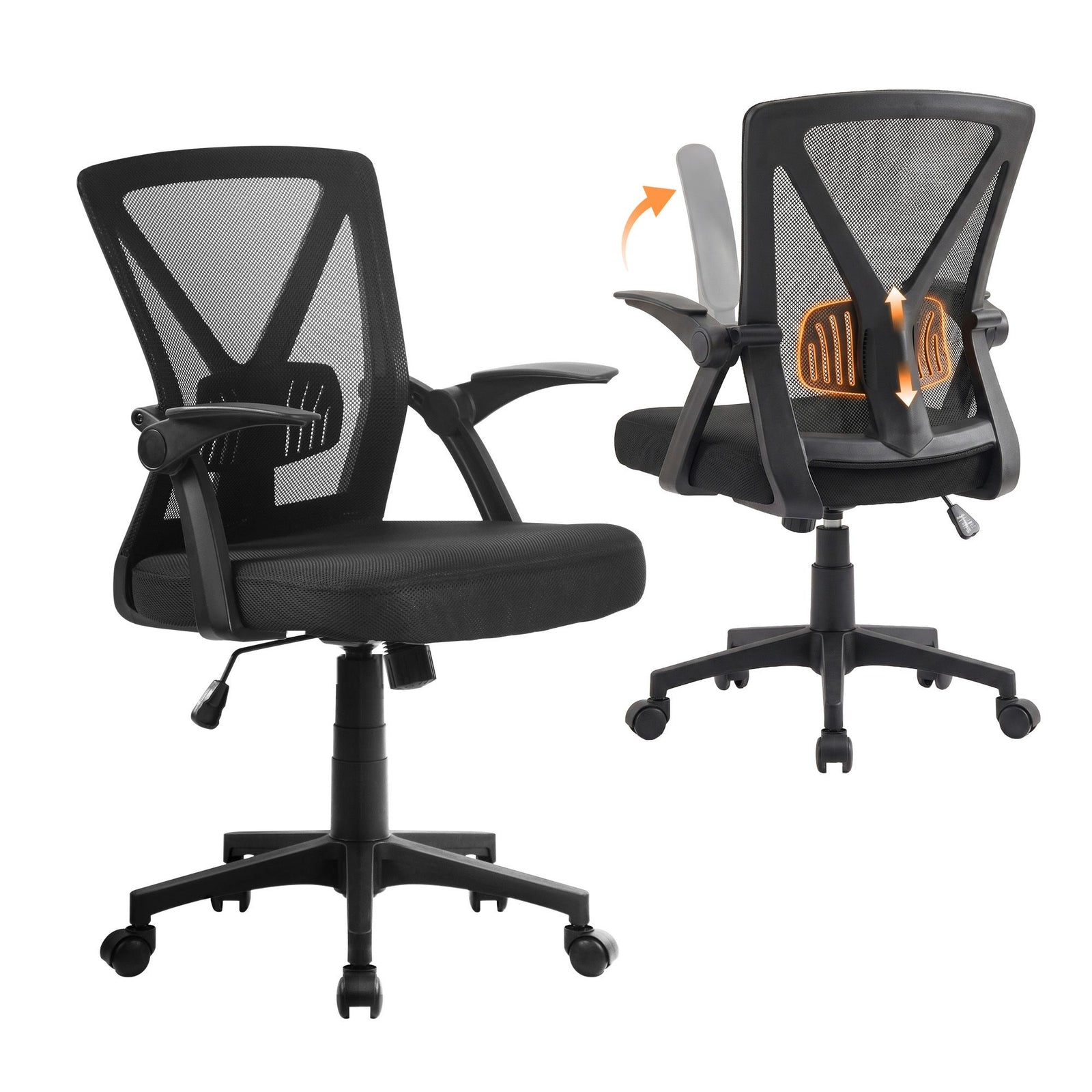 Artiss Mesh Office Chair Ergonomic Mid Back Computer Desk Chair Black