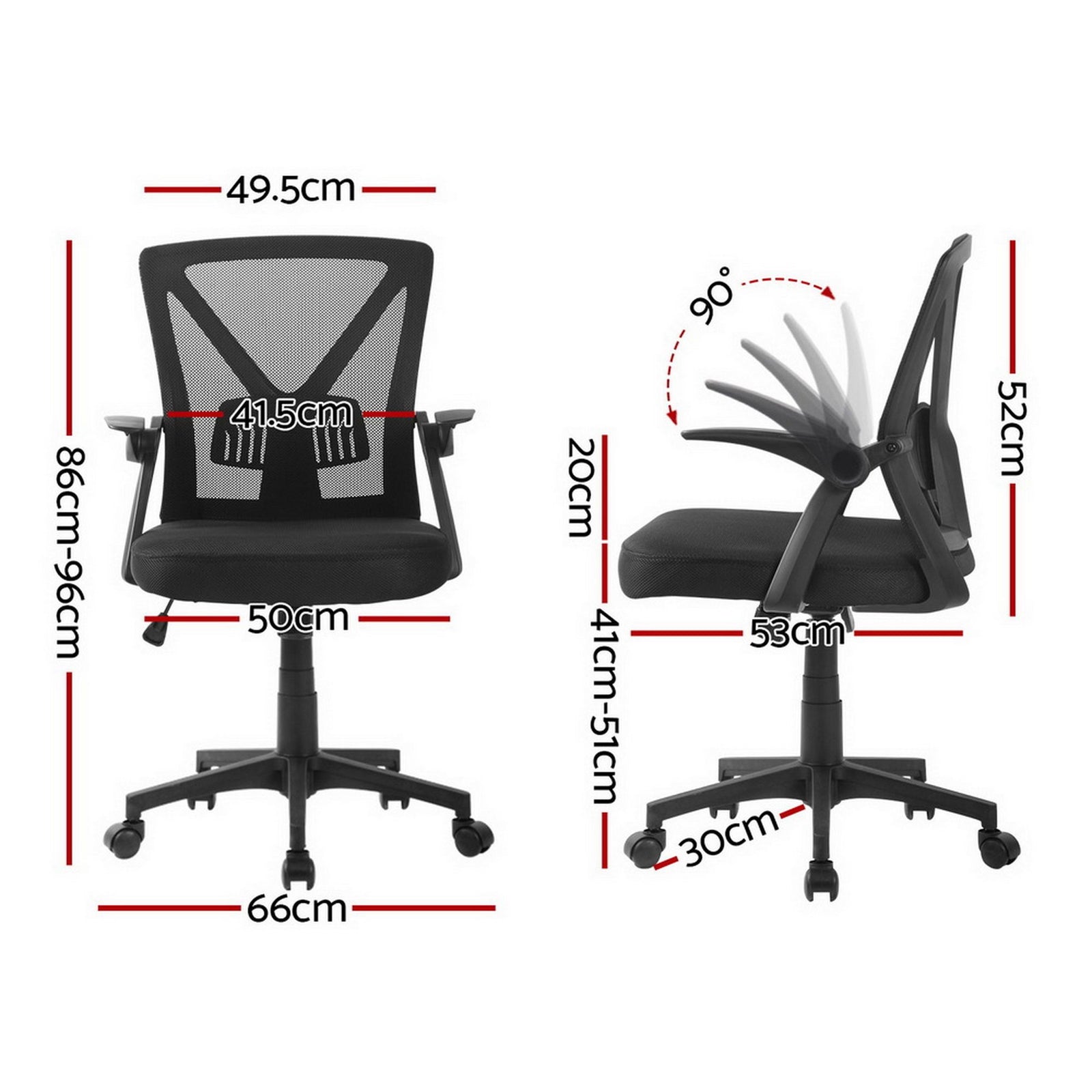 Artiss Mesh Office Chair Ergonomic Mid Back Computer Desk Chair Black