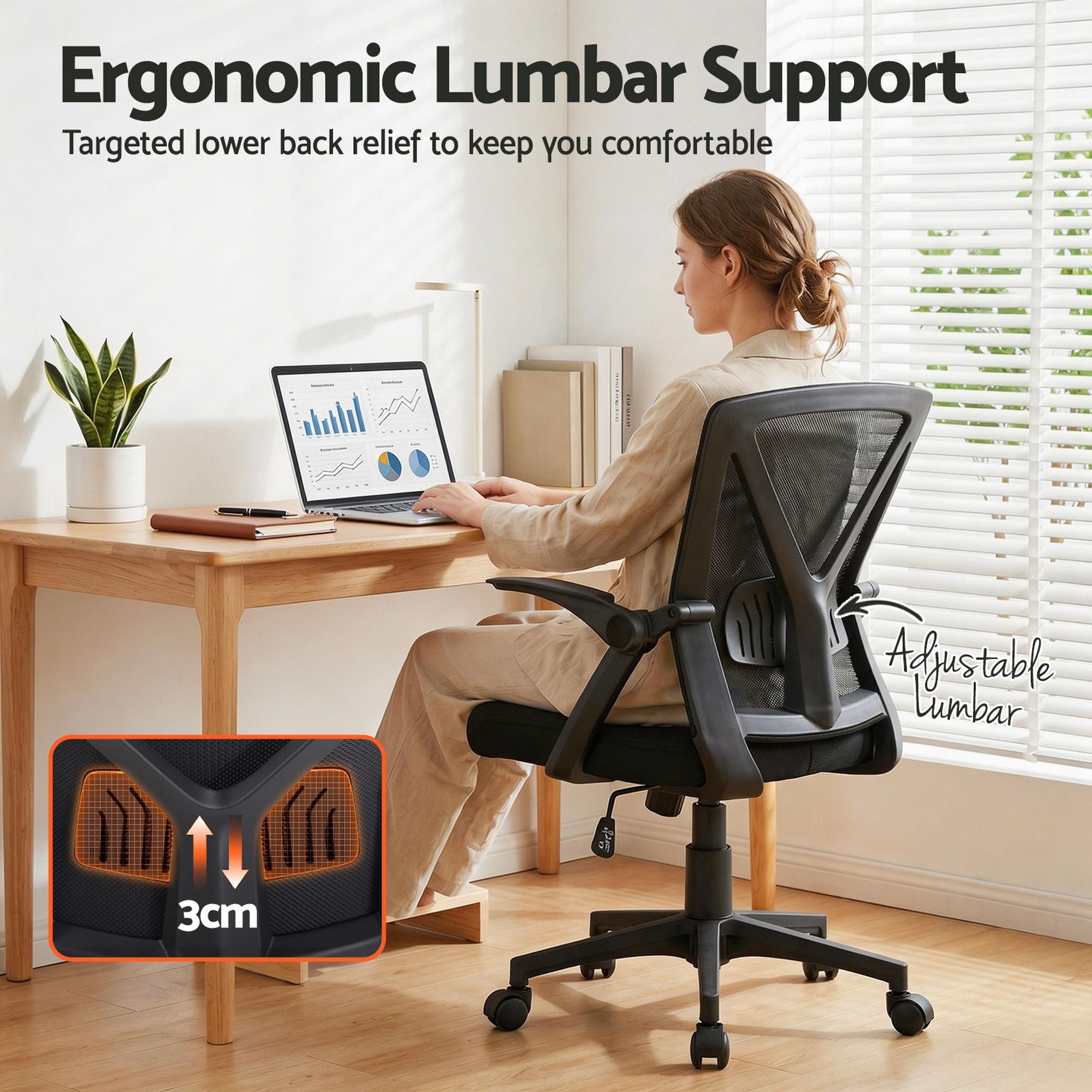 Mesh Office Chair Ergonomic Mid Back Computer Desk Chair Black