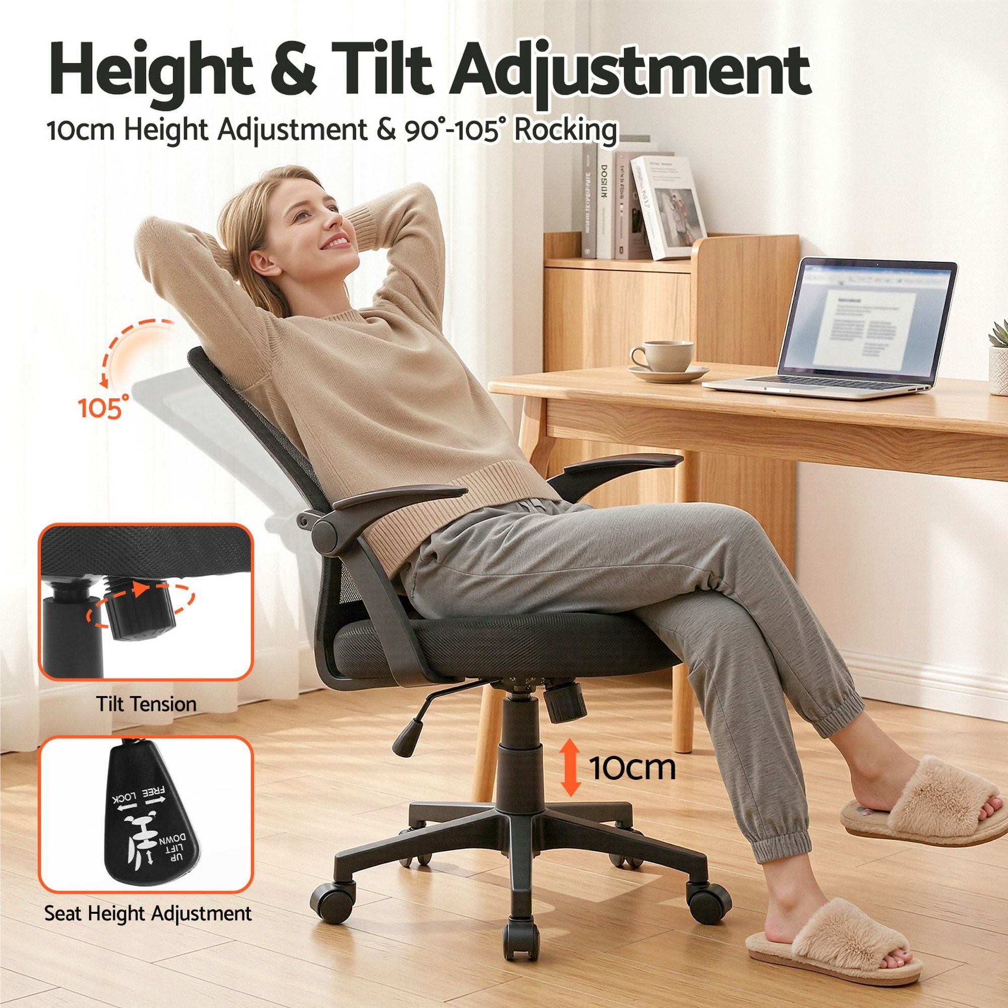 Mesh Office Chair Ergonomic Mid Back Computer Desk Chair Black