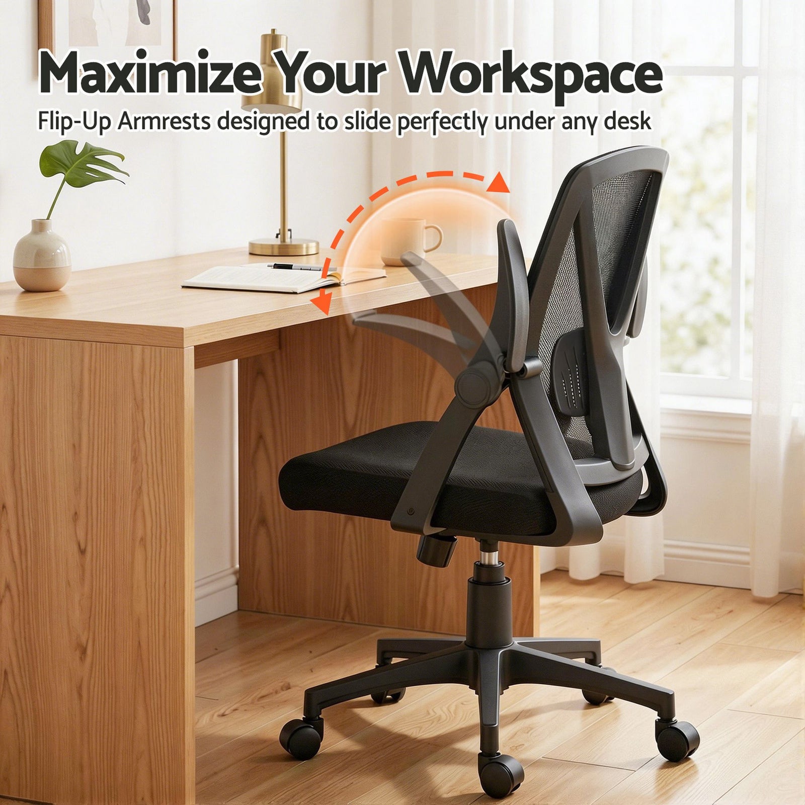 Artiss Mesh Office Chair Ergonomic Mid Back Computer Desk Chair Black
