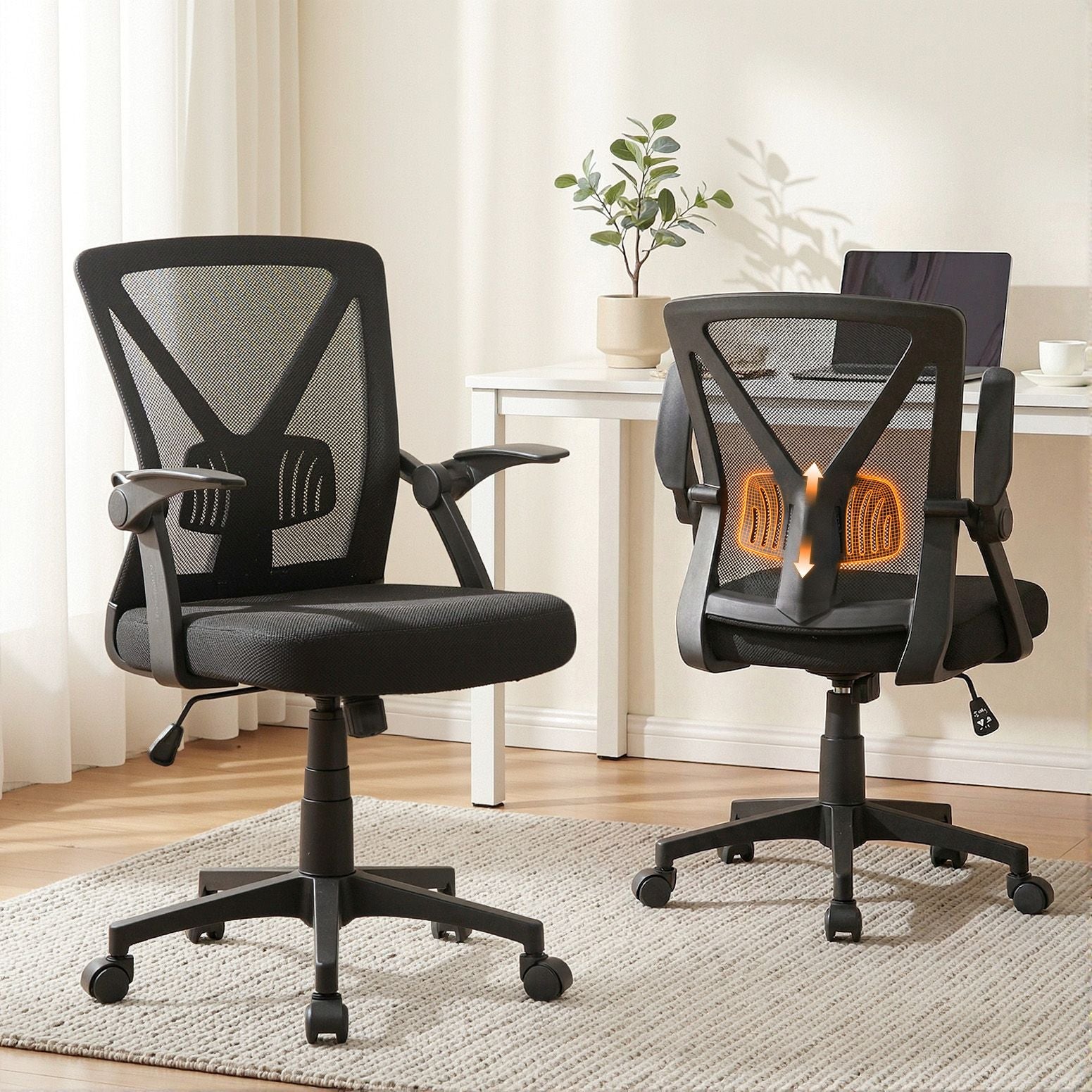 Artiss Mesh Office Chair Ergonomic Mid Back Computer Desk Chair Black