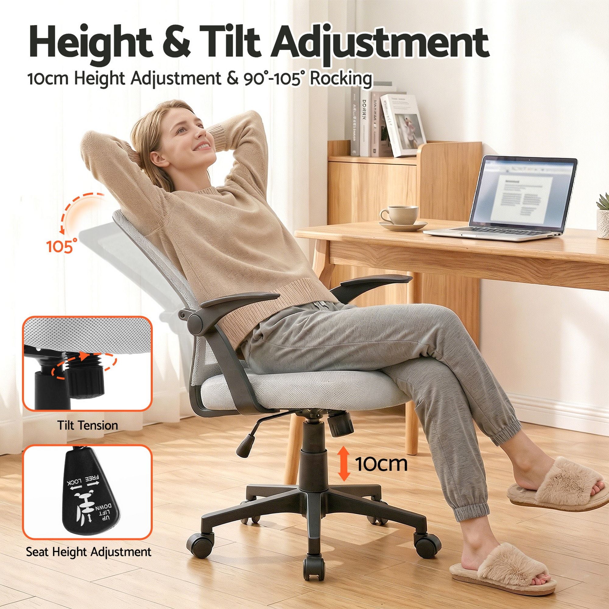 Nile Mesh Office Chair Ergonomic Mid Back Adjustable Grey
