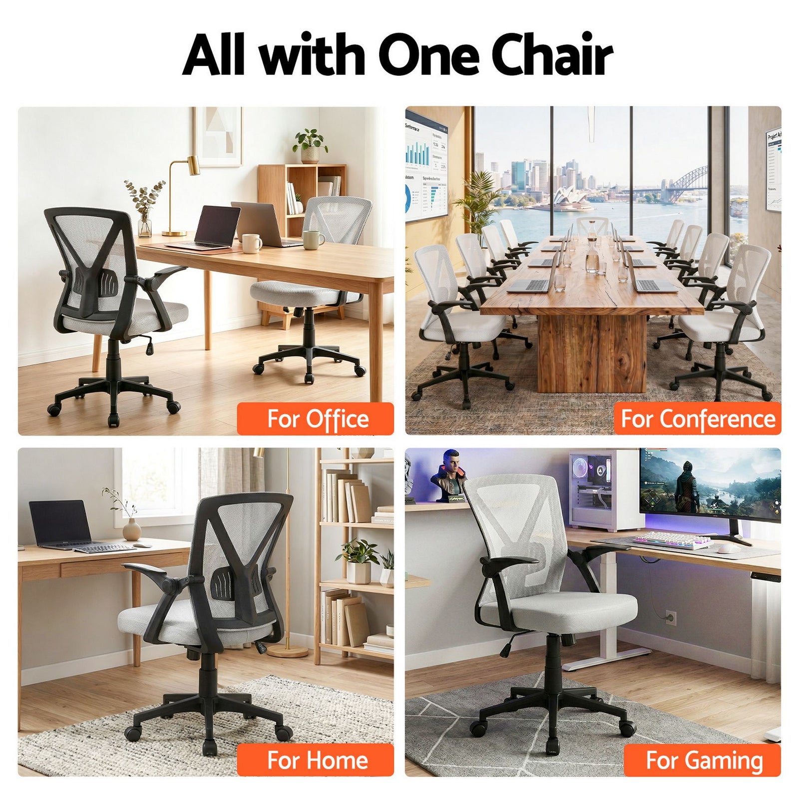 Artiss Nile Mesh Office Chair Ergonomic Mid Back Adjustable Grey