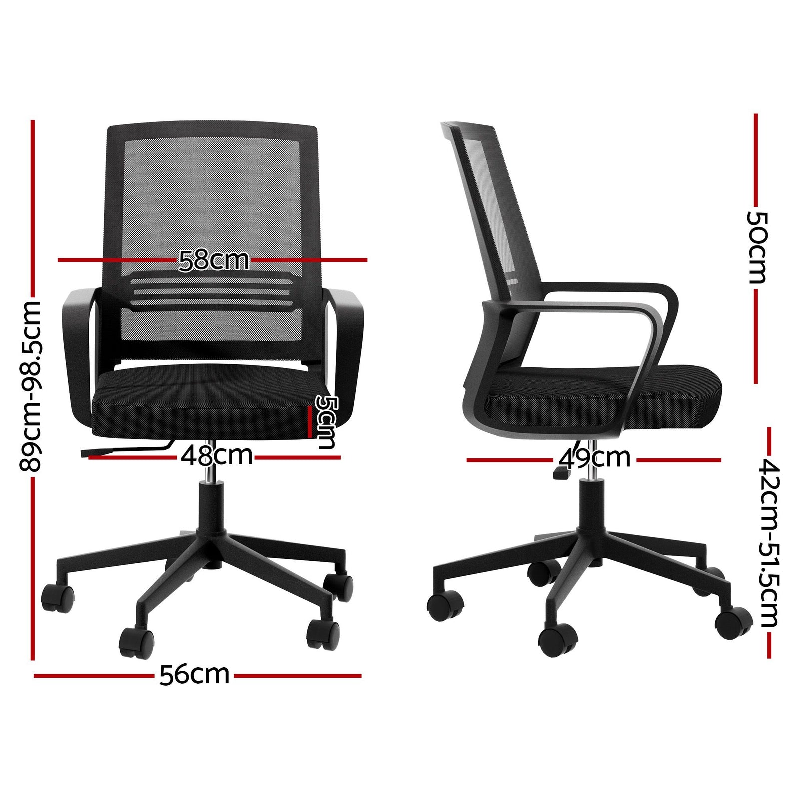 Artiss Mesh Office Chair Computer Gaming Desk Chairs Work Study Mid Back Black