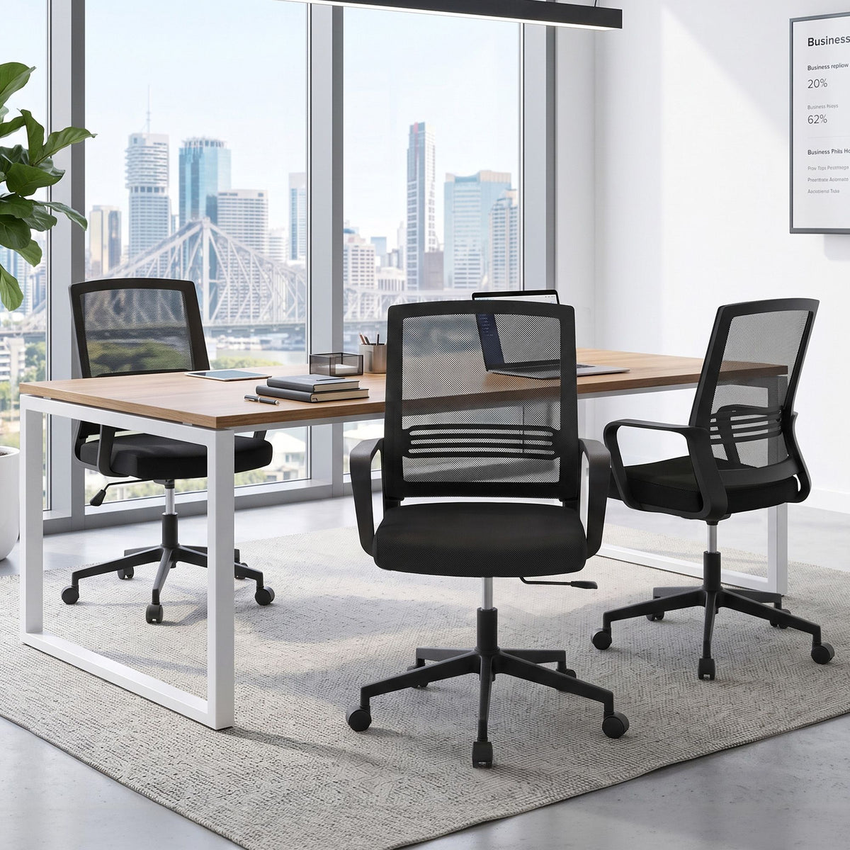 Artiss Mid Back Mesh Office Chair Black Height Adjustable Swivel Desk Seat