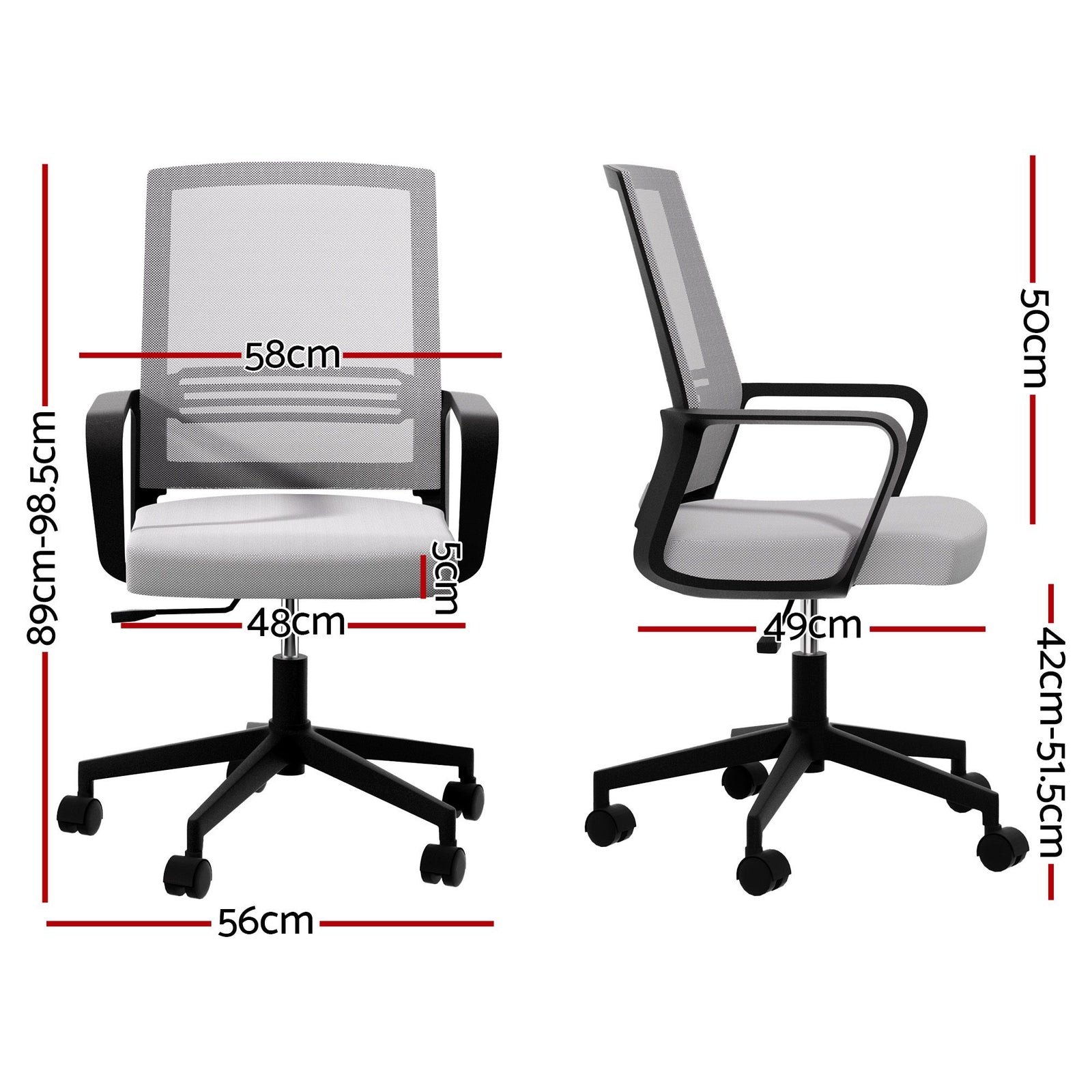 Artiss Mesh Office Chair Computer Gaming Desk Chairs Work Study Mid Back Grey