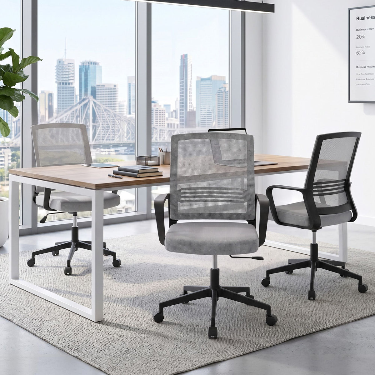 Artiss Mid Back Mesh Office Chair Grey Height Adjustable Swivel Desk Seat