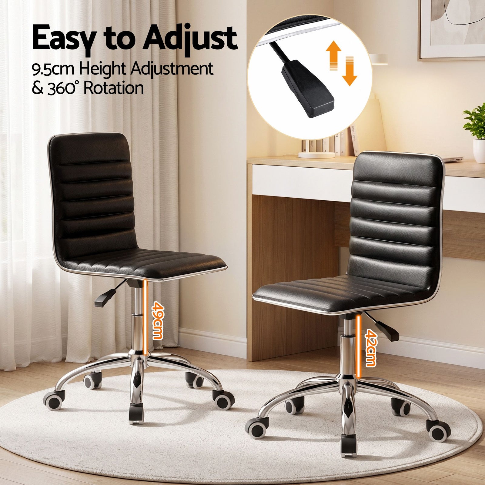 Office Chair Conference Chairs PU Leather Low Back Black