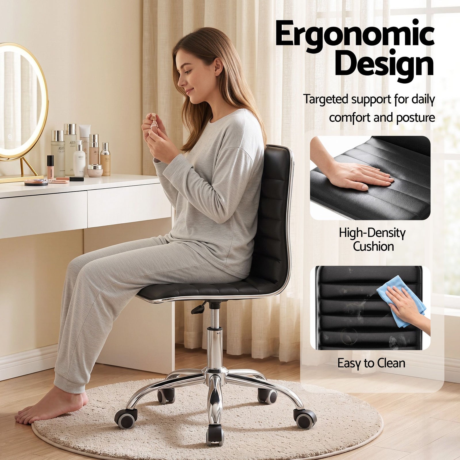 Office Chair Conference Chairs PU Leather Low Back Black