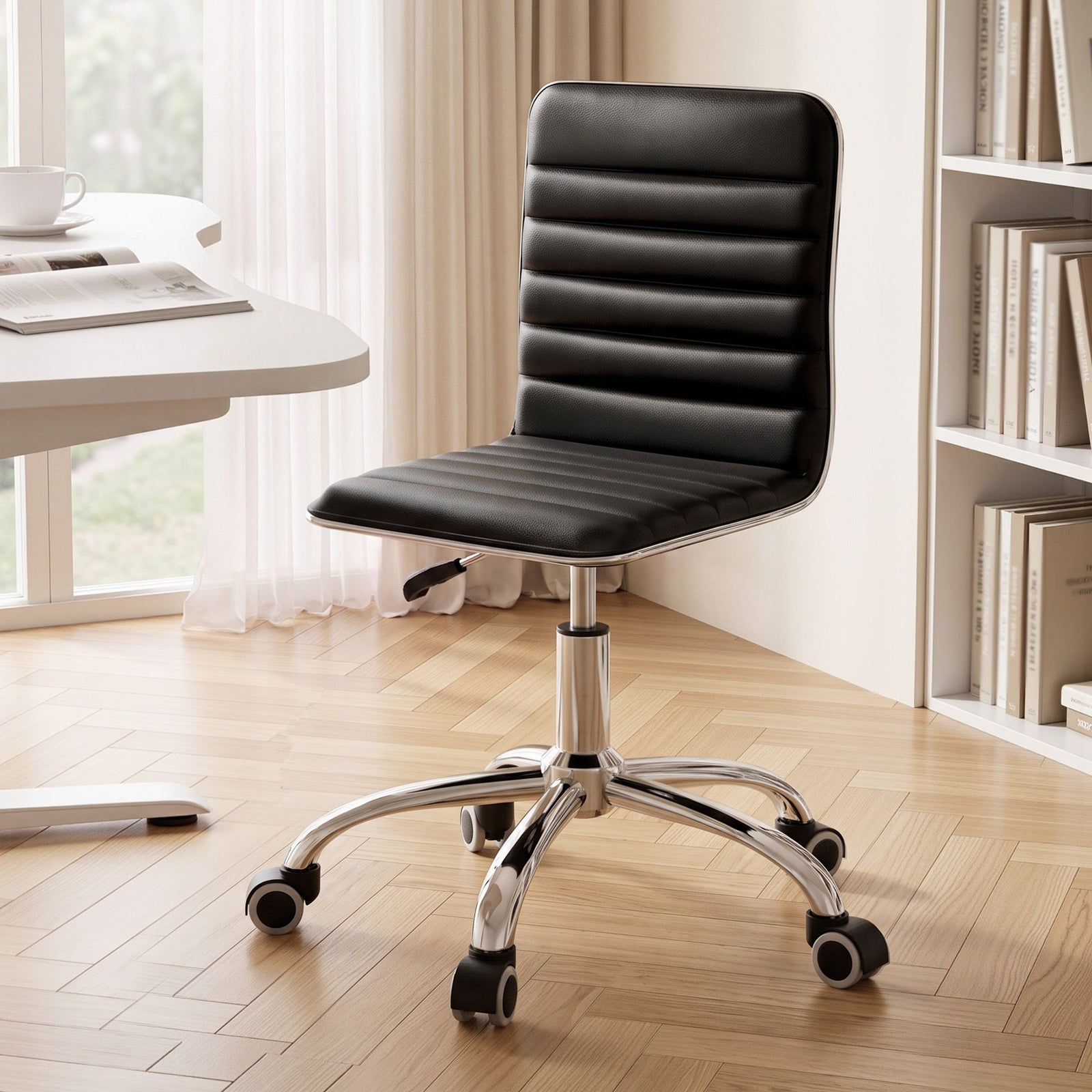Office Chair Conference Chairs PU Leather Low Back Black