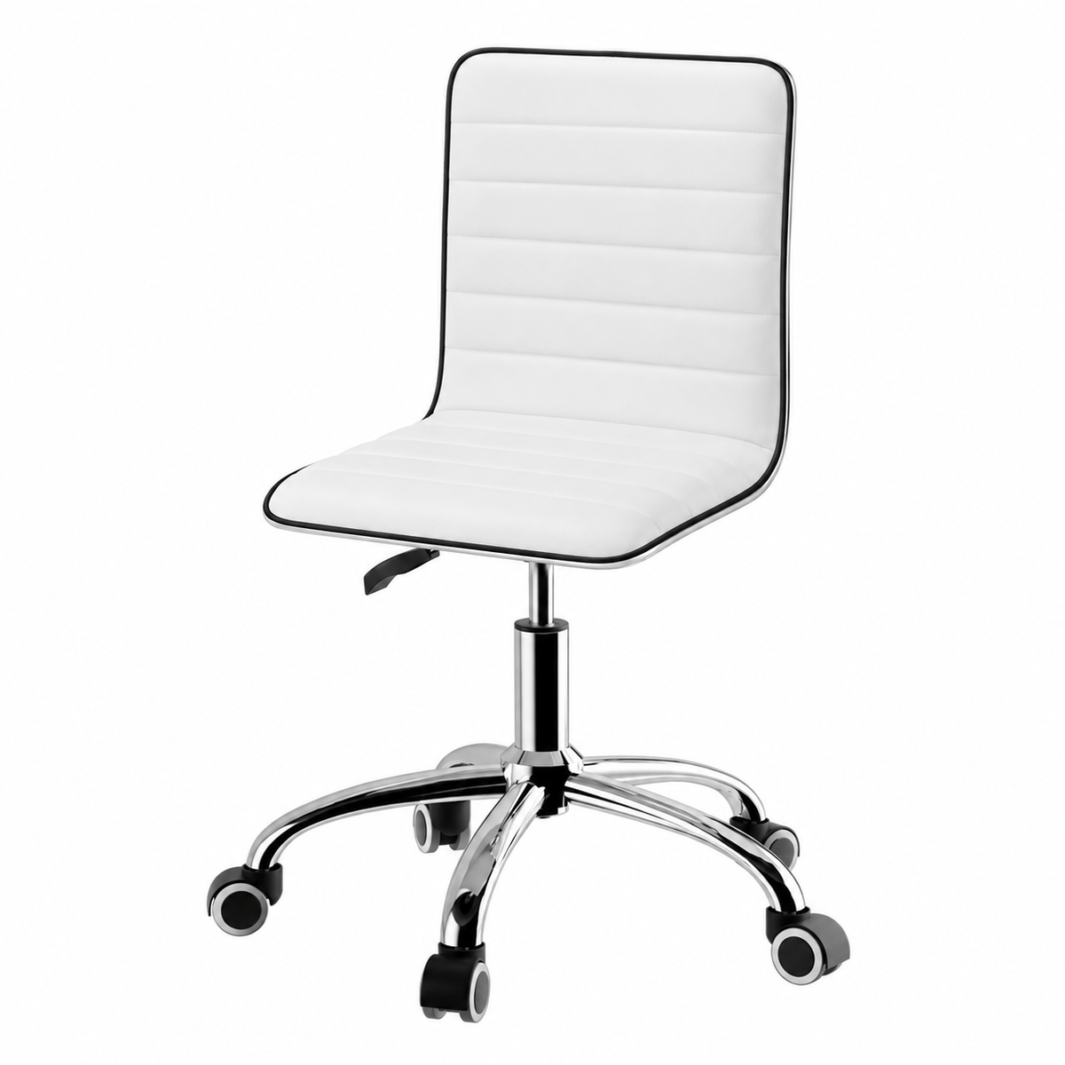 Artiss Low Back Office Chair White PU Leather Swivel Height Adjustable 150kg