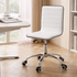 Artiss Low Back Office Chair White PU Leather Swivel Height Adjustable 150kg