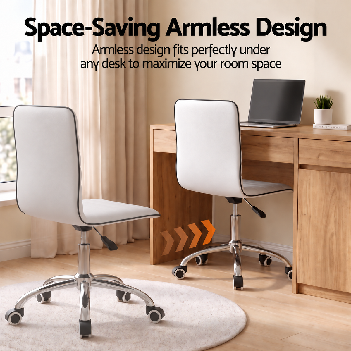 Artiss Low Back Office Chair White PU Leather Swivel Height Adjustable 150kg