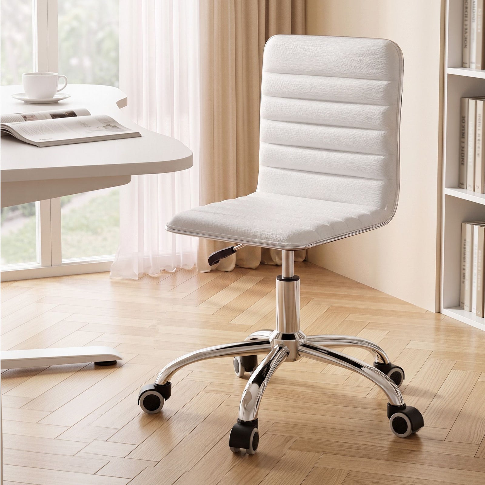 Artiss Office Chair Conference Chairs PU Leather Low Back White