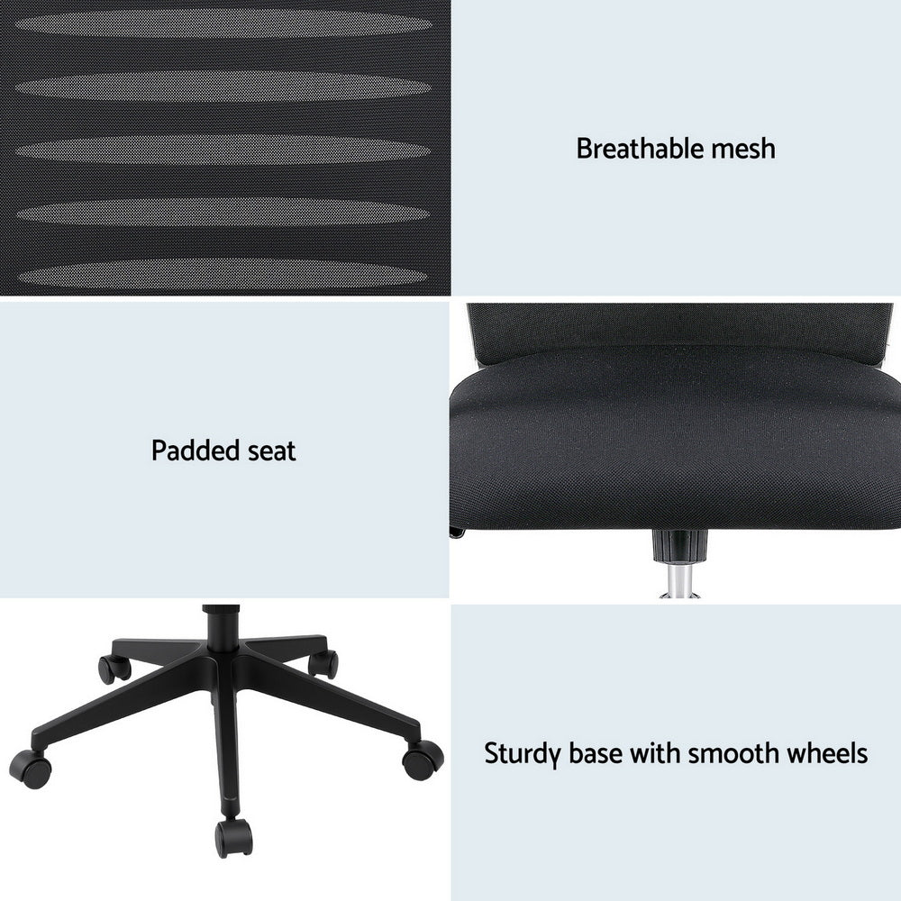 Ergonomic Office Chair Mesh Computer Desk Chairs with Lumbar Support, Height Adjustment Swivel Chair Mid Back for Home Office Study, Black