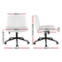 Criss Cross Chair with Wheels Wide Cross Legged Office Desk Vanity Chair PU Leather, Armless Height Adjustable Swivel Home Office Chair for Home Computer Task, White