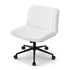 Criss Cross Chair with Wheels Wide Cross Legged Office Desk Vanity Chair PU Leather, Armless Height Adjustable Swivel Home Office Chair for Home Computer Task, White