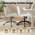 Criss Cross Chair with Wheels Wide Cross Legged Office Desk Vanity Chair PU Leather, Armless Height Adjustable Swivel Home Office Chair for Home Computer Task, White