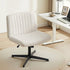 Criss Cross Chair No Wheels Fabric Wide Cross Legged Office Desk Vanity Chair Armless, Height Adjustable, Swivel Home Office Chair for Home Computer Task, Beige
