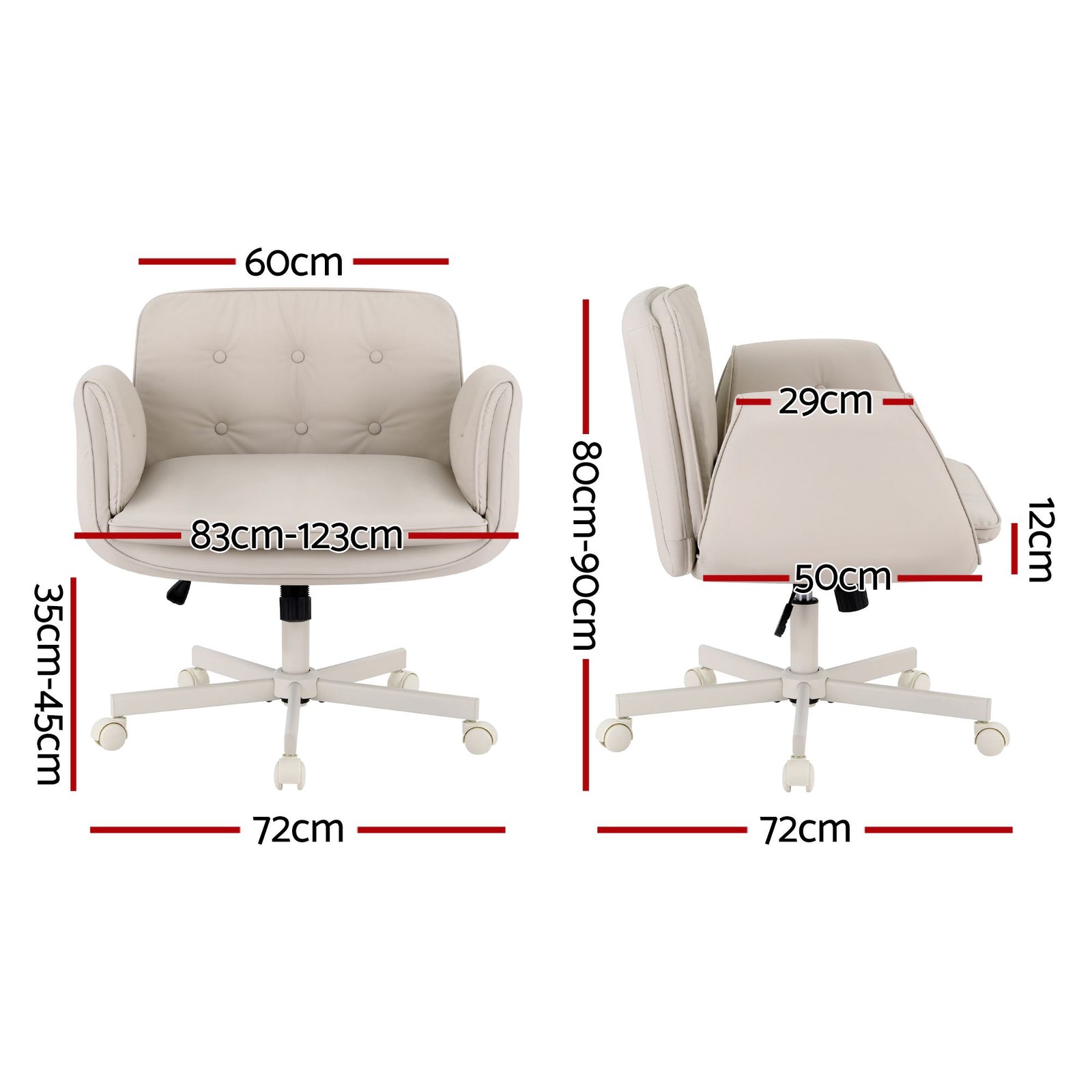 Artiss Criss Cross Office Chair – Cross‑Legged PU Leather Swivel Adjustable Beige
