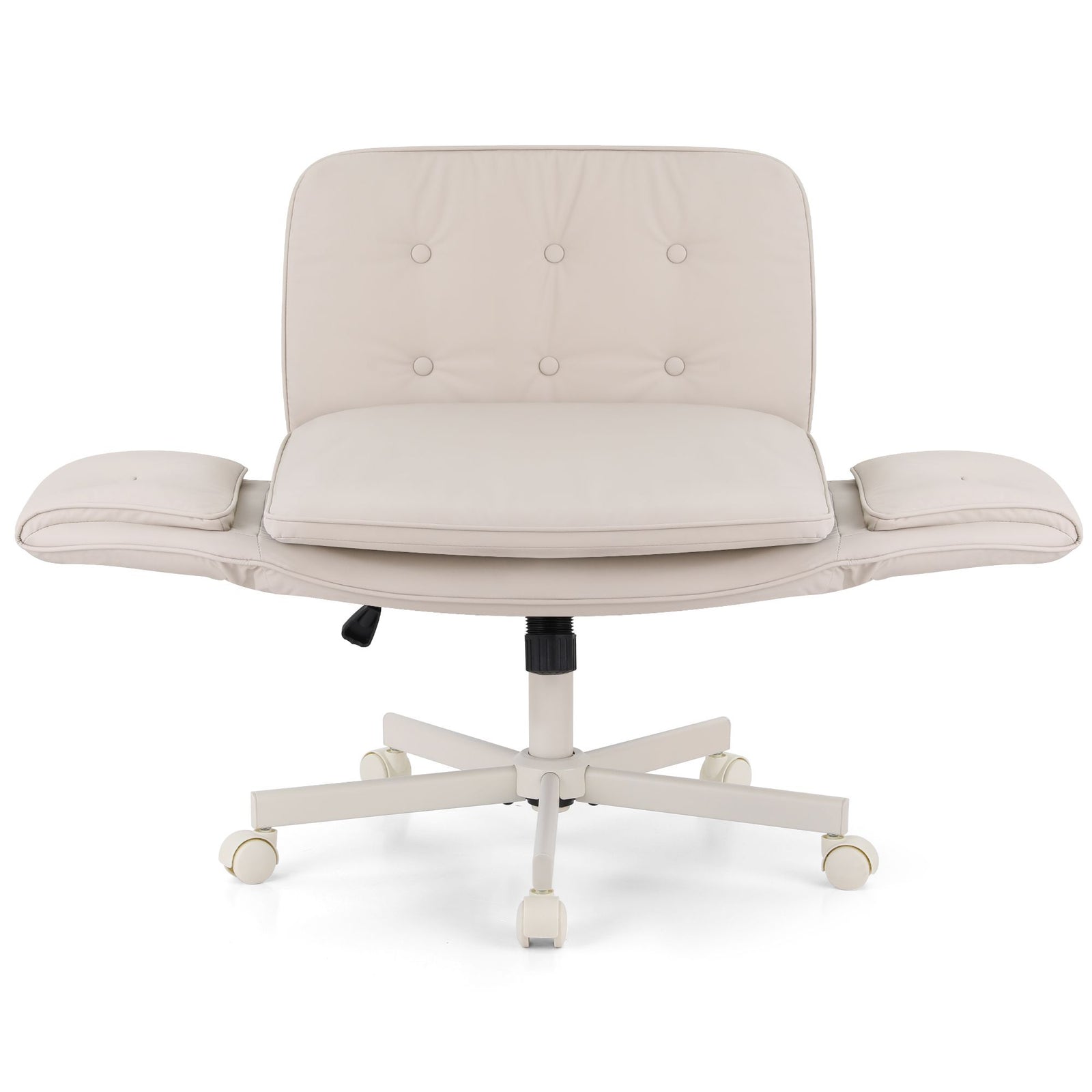 Artiss Criss Cross Office Chair – Cross‑Legged PU Leather Swivel Adjustable Beige