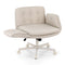 Criss Cross Chair with Wheels & Adjustable Armrests, Ergonomic Cross Legged Office Desk Chair PU Leather Vanity Chair Swivel for Home, Make Up, Bedroom, Computer, Beige