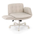 Criss Cross Chair with Wheels & Adjustable Armrests, Ergonomic Cross Legged Office Desk Chair PU Leather Vanity Chair Swivel for Home, Make Up, Bedroom, Computer, Beige