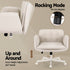 Criss Cross Chair with Wheels & Adjustable Armrests, Ergonomic Cross Legged Office Desk Chair PU Leather Vanity Chair Swivel for Home, Make Up, Bedroom, Computer, Beige