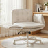 Criss Cross Chair with Wheels & Adjustable Armrests, Ergonomic Cross Legged Office Desk Chair PU Leather Vanity Chair Swivel for Home, Make Up, Bedroom, Computer, Beige