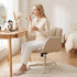 Artiss Cross Legged Office Chair Wide Seat PU Leather Swivel Vanity Chair Beige