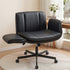 Artiss Cross Legged Office Chair PU Leather Swivel Vanity Chair Wide Seat Adjustable Arms Black