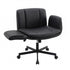 Artiss Cross Legged Office Chair PU Leather Swivel Vanity Chair Wide Seat Adjustable Arms Black