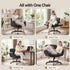 Artiss Cross Legged Office Chair PU Leather Swivel Vanity Chair Wide Seat Adjustable Arms Black