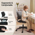 Artiss Ergonomic Office Chair Armless Study Chair Height Adjustable for Girls Boys Teens Black