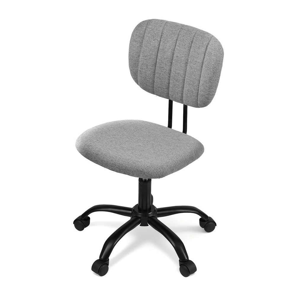 Armless Office Chair with Wheels, Ergonomic 360° Swivel Home Office Desk Chair, Height Adjustable Computer Task Chair with Fabric Back and Seat for Small Space, Grey