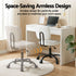 Artiss Armless Office Chair with Wheels, Ergonomic PU Leather Office Desk Chair, Height Adjustable 360° Swivel Computer Task Chair for Home Office, Study Room & Small Space, White