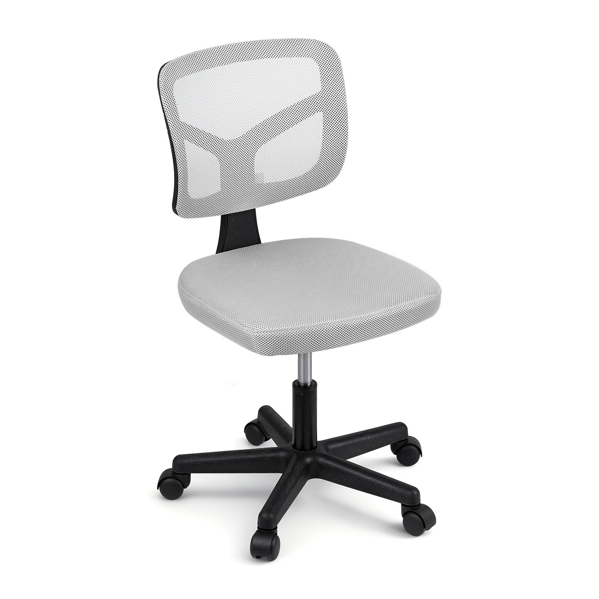 Armless Office Chair with Wheels, Ergonomic 360° Swivel Home Office Desk Chair, Height Adjustable Computer Task Chair with Fabric Back and Seat for Small Space, Grey